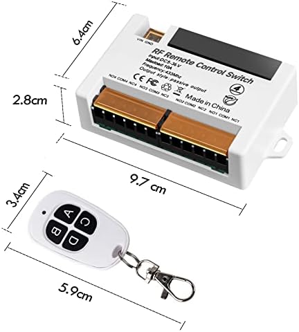 Прекинувач за безжични релеи ЕМИЛО, DC 6V 12V 18V 24V 30V 4 канал 433MHz RF далечински реле -прекинувач со 2 RF трансмитери,