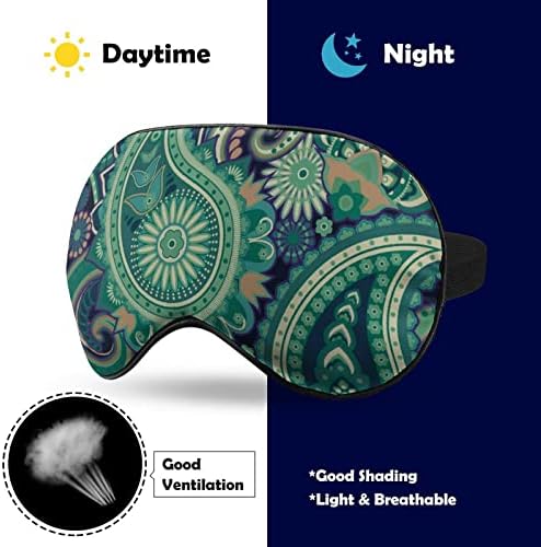 Зелена Paisley Pattern Print Eye Mask Light Blocking Mask Mask со прилагодлива лента за работа за смена за спиење