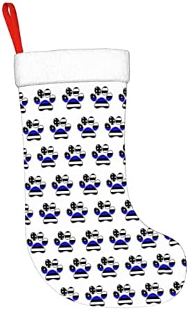 Cutedwarf Blue Paw Print Cristma Codrings Божиќни украси на дрво Божиќни чорапи за Божиќни празнични забави подароци 18-инчи