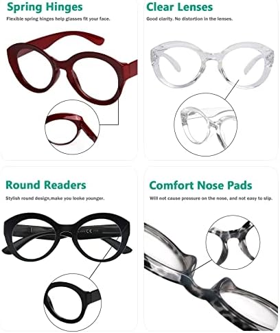 Eyekepper 4 пакување околу очила за читање, жени голема рамка стилски читатели +3,00