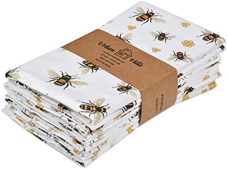 Урбана вила вечера салфетки мед пчела печатена салфетки сет од 12 врвни квалитетни салфетки памук преголеми 20х20 во салфетки со