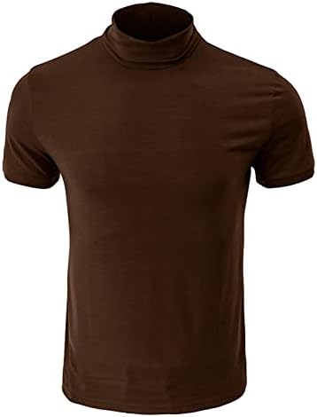 Maiyifu-GJ Mens Mock Turtleneck џемпер краток ракав цврста боја лесни маици со основни тенок фит плетени пуловер маички