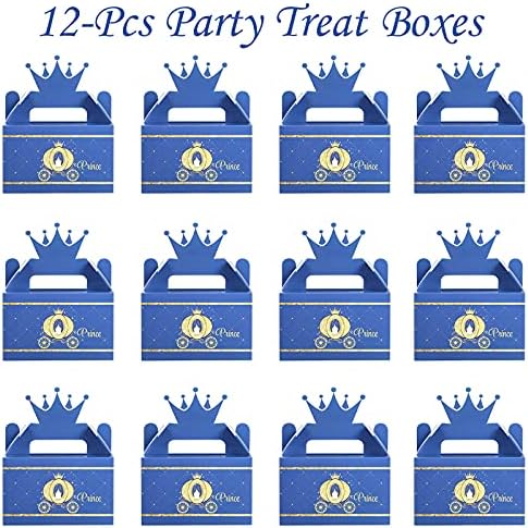 12 Парчиња Мала Принц Партија Кутија Принцот Круна Третираат Кутија Сина И Златна Принц Партија Бонбони Добрите Кутија Принц Тема Партија Материјали