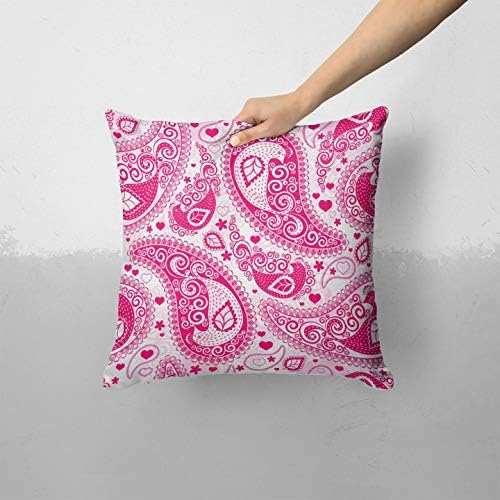 Iirov Pink & White Paisley Pattern V421 - Прилагодено украсен украс за домашна или отворено фрлање перница за софа, кревет или перница од кауч