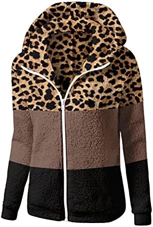 Women'sенски качулки, топло зимско јагне од јагнешко месо, плишано густо леопард печати, целосен патент плус големина на палто за надворешна облека, трендовски трендо?