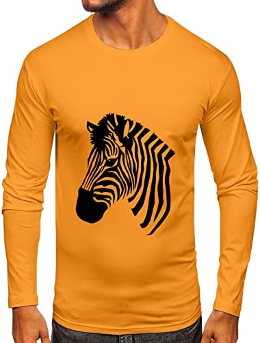ZDDO есен маички со долги ракави, улични маички за печатење на животни, тенок вклопуваат мускулни забави, обични спортски маици