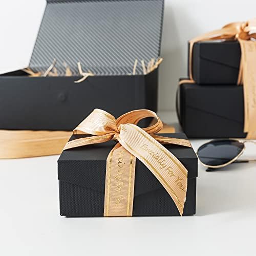 Кутии за подароци со црна картонска душа и лента за подароци со магнетни капаци: гнездење на картони за подароци за гнездење, контејнери за