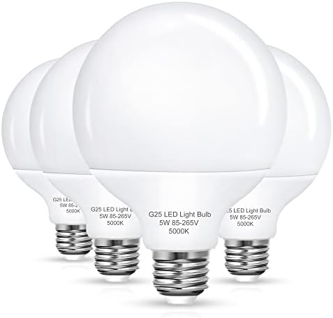 СВЕТИЛКИ G25 LED Globe, 60W Еквивалентни 5000k Дневна Светлина БЕЛИ LED Светилки, 5w Око-Пријателски Суета Сијалица E26 База, Идеален За