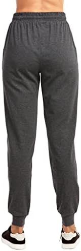Pantsенски Jerseyенски Jerseyерси памук џогер панталони со странични џебови за тренингот за трчање по јога