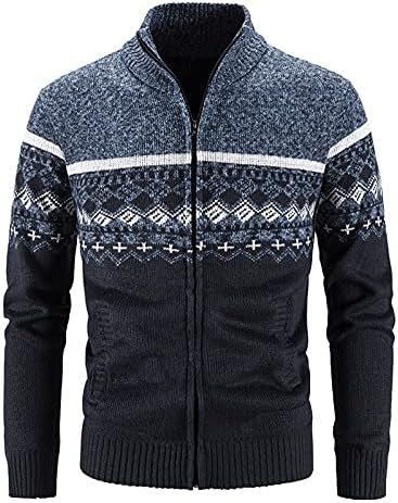 Eashery Mens Cardigan џемпер машки кардиган џемпери целосен поштенски плетен џемпер за мажи тенок вклопена кардиган џемпер со џебови