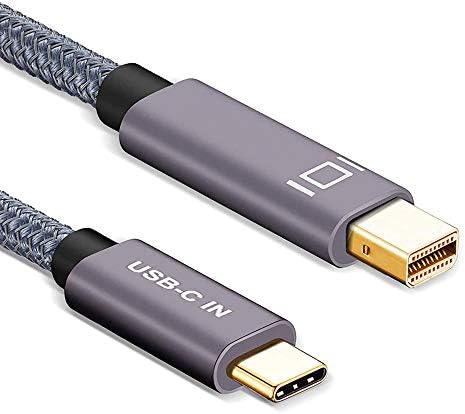 QCES USB C до Mini DisplayPort Cable, еднонасочен тип C до Mini DP Cable 4K видео кабел 6.6FT компатибилен со USB-C MacBook Pro/iPad/Mac Mini/Surface до Mini DP монитор