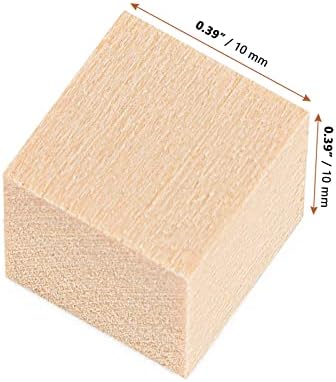 Лексинин 500 парчиња 0,4 инчи мали дрвени коцки, 1 x 1 x 1cm мини природно недовршено дрво блокови, празно квадратни коцки од дрво за занаети, блокови од азбуки, правење заг