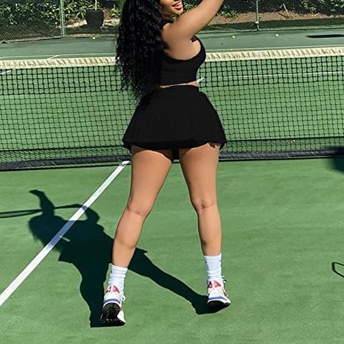 Обични спортови на жени со 2 парчиња облека со здолништа поставуваат атлетски скерти за резервоар за тениски тениски фустан за вежбање активна облека за активна об