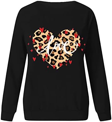 Женски слатки loveубовни срцеви врвови на в Valentубените графички кошула loveубов срце писмо печатење џемпери за џемпери врвови блуза
