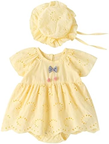 Runqhui 2 парче новороденче девојки летни облеки памук скок фустан со фустан со капа на облеката за чар