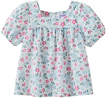 Бебе дете мали девојчиња диско цветна руфла и кратки ракави врвни симпатични летни блузи со големина 2-6