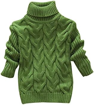 Детски момчиња Девојки Детски зимски џемпер со цврста боја плетена врвна кошула за истегнување за облека за бебиња девојки џемпер