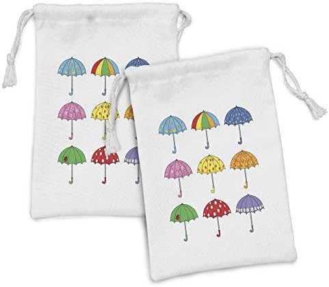 Зачудувачки шарен ткаенина торбичка сет од 2, чадори од виножито, украсени пол -точка пеперутка starвезда, ледини планети, модели,