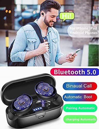 Hoseili 【2022New EditionBluetooth Слушалки.Bluetooth 5.0 Безжични слушалки во уво стерео звук микрофон мини безжични уши со слушалки и преносен