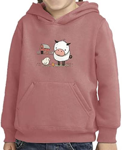 Фарм животински дете пуловер качулка - слатко смешно сунѓерско руно худи - илустрација худи за деца