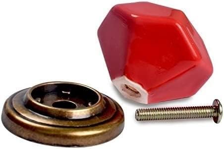 Рачка на копчето, 8 парчиња црвен дијамант во форма на керамички копчиња/рачки/влечења за кујнски ормани, шкафови, гардероба, фиока, фустан, корпа, градите итн. Грозд?