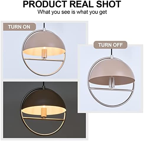 Осветлување на приврзокот од 1-светлина Bisamiya, прилагодлива висечка таванска светлина, прстен од четкан никел и светло-кафеава сенка,