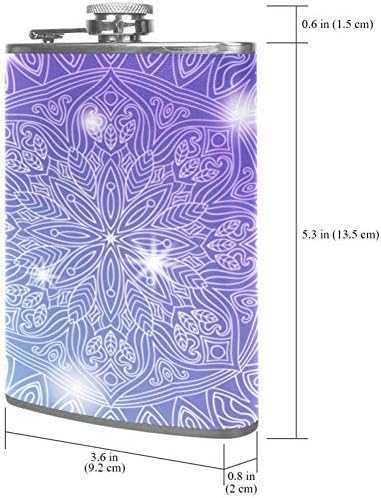 Нехомер Виолетова Сјајна Мандала Цветна Колба За Колкови Од Нерѓосувачки Челик За Жени Мажи, 227мл