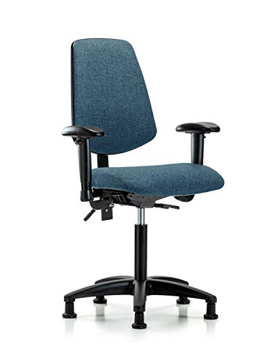 LabTech Seating LT42353 Средна Клупа Стол, Ткаенина, Средна Задна Најлонска Основа-Навалување, Раце, Лизгање, Црно