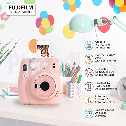 Fujifilm Instax Mini 11 Инстант Камера Руменило Розова | Instax Мини Близнак Пакет Филм | Сјајот Фото Албум Има 64 Слики | Groovy Случај
