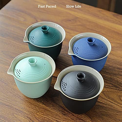 Orha Travel Tea Set Ceramic Mini Gongfu Teapot Infuser Set Portable Gaiwan со 3 подучувања за подарок за пикник за патувања
