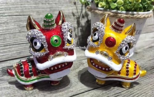 Znewlook Puwter Lion Dragon Trinket Trinket Jewelry Box Мал змеј статуа Бокс за богатство