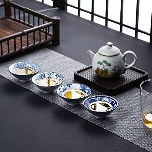 Витбунана Кунг Фу чај чаша сет од 6, кинеска чаша чај, 1,69oz сина и бела порцеланска чаша чај