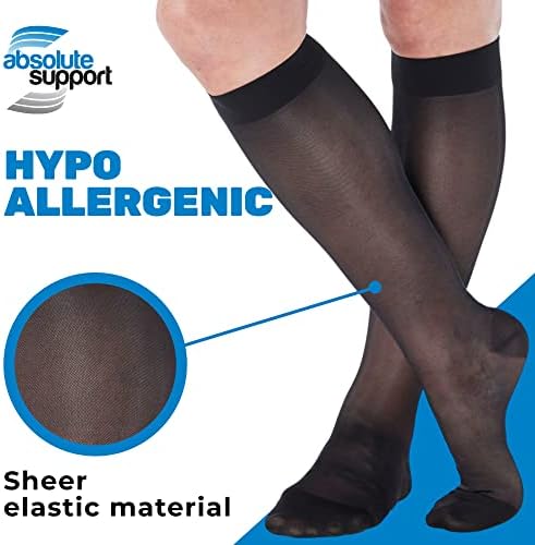 Направено во САД - Големи големи - чисти чорапи за компресија за циркулација на жени 15-20mmhg - лесен долг компресија на коленото HI HI Поддржувачки чорапи за дами - црна и