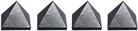 Цврста Шунгит пирамида Фенг Шуи духовен реики природен камен чакра кристална терапија вера лекување енергија наполнета пирамида сет од 4 парчиња 1 инчи - Блесното з