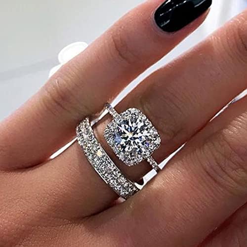 Womenенски квадрат симулиран дијамантски прстен за прстен за опал прстен за венчален прстен Деликатен накит за жени невеста подароци анксиозни прстен