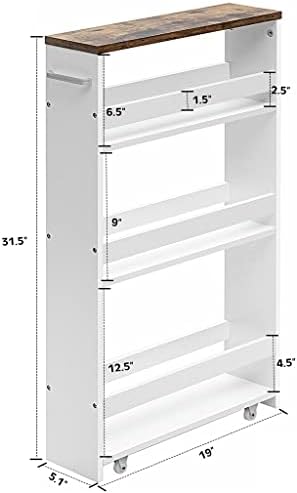 N/A 4-слој тркалање ултра-тенки практични колички за складирање кујна кујна кујна рачка бела количка за складирање