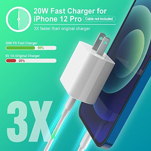 30W USB C Брз полнач за iPad Pro 12.9, 11 инчи 2021/2020/2018, 6,6ft USB C до C кабел+iPhone 14 20W Apple Certified USB C Брз полнач, 4FT MFI Type-C