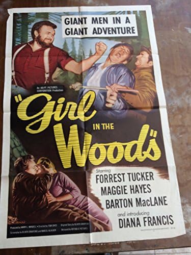 Девојче во шумата, редок оригинален убав филм постер, преклопен, 1958 година