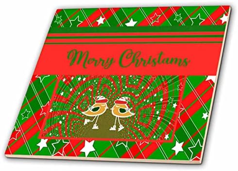 3дроза Слика На Партиски Птици Лизгање, Апстракт, Среќен Божиќ, Црвена, Зелена-Плочки