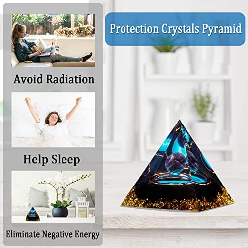 Оргон пирамида, аметист заздравувачки кристал пирамида и оргонитни лековити камења, заштитни кристали генератор на енергија за