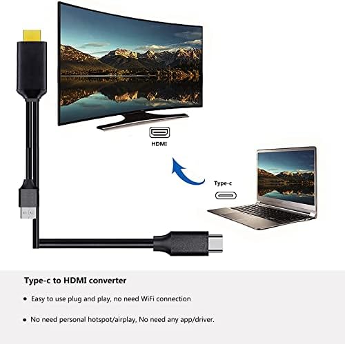 USB C до HDMI кабел, Телефон TOTV адаптер 6FT 4K дисплеј и полнење за MacBook Pro/iPad Pro/Chromebook/Laptop/Samsung телефони до ТВ/Монитор/Проектор