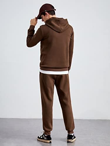 Fdsufdy Облека со две парчиња за мажи со цврсти качулки и џемпери со џемпери и џемпери