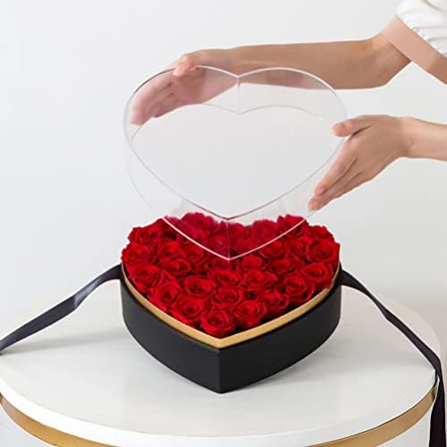 Toyandonona 1 парчиња цветна кутија во форма на срце, кутија за пакување со цвеќиња со чиста кутија за накит за хартија за роденденски