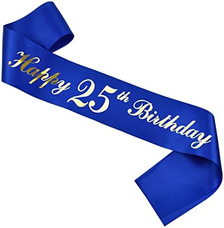 Среќен 25 -ти роденден Саш Сина, 25 -ти роденден Сатен Саш Роденденски подарок за момче или девојче 25 -ти роденденски забави фаворизираат за украси за украсување