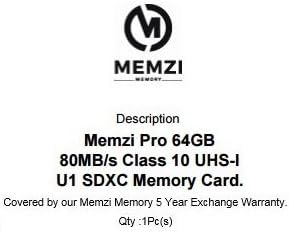 MEMZI PRO 64gb Класа 10 80MB/s Sdxc Мемориска Картичка За Panasonic Lumix DMC-G85, DMC-G85MK, DMC-G85M, DMC-G85m, DMC-G80M-K, DMC-G80M, DMC-G80M,
