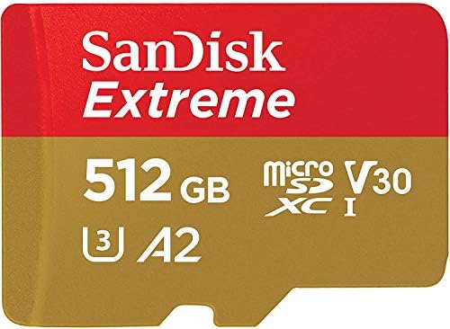 Sandisk Extreme 512gb MicroSD Мемориска Картичка За Dji Беспилотни Летала Работи Со Мини 3, Мини 3 Pro, Dji RC Пакет со 1 Сѐ Освен