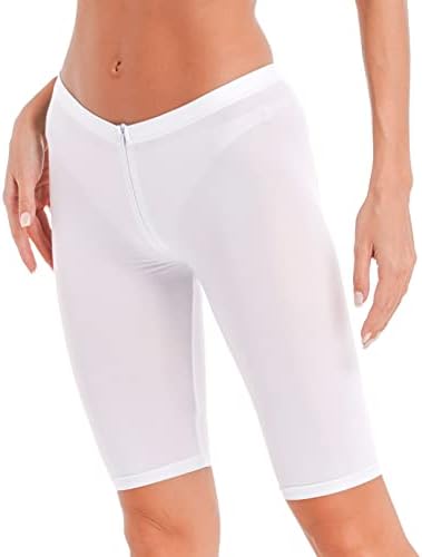 Zdhoor женски сјајно масло за вежбање шорцеви полу-видете низ патентите со патенти јога панталони се протегаат долна облека