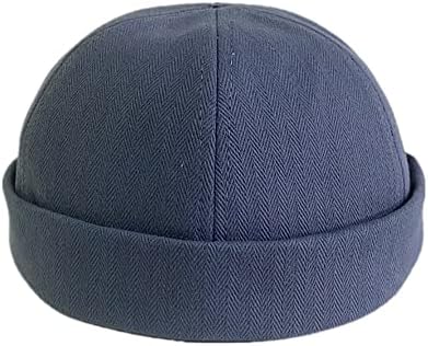 Безжични капачиња памук харинга коска капа цврсти бои валани манжетни докер капа со прилагодлива