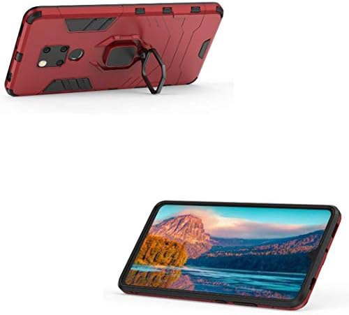 Компатибилен Со Huawei Mate 20 X, Случај Метален Прстен Зафат Kickstand Отпорен На Удари Тврд Браник Школка Двослоен Солиден Капак