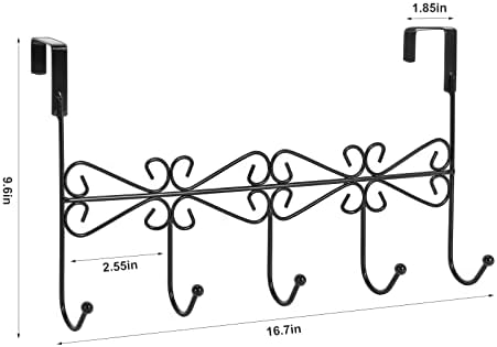 5 пакувања над закачалката за куки на вратата, над вратата за решетки за палто за пешкири со 5 куки, метал висина организатор за